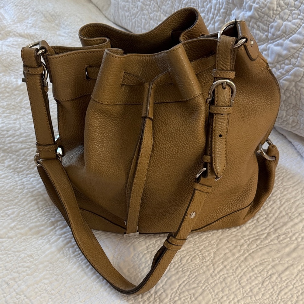Ferragamo Tan Leather Bucket Bag